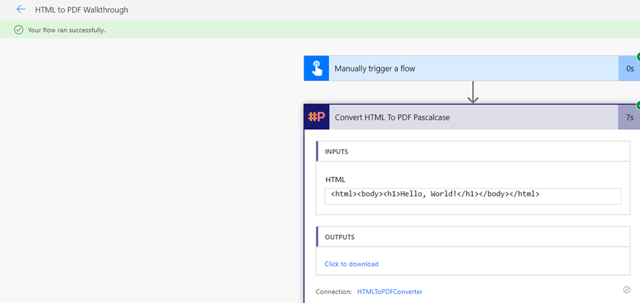 Step 3 setup for HTML To PDF connector